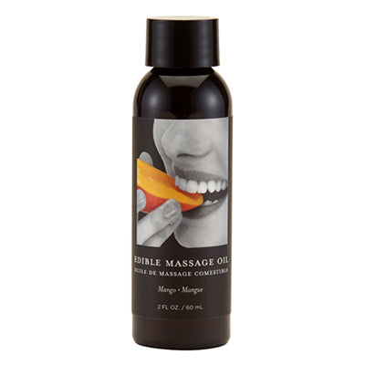 Edible massage oil with mango - black bottle