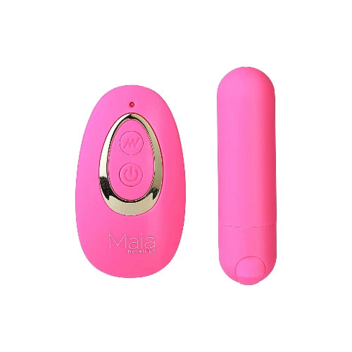 pink bullet vibrator with remote control against white background