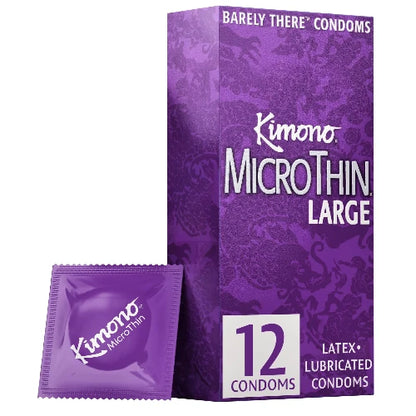 purple box of kimono micro thin condoms
