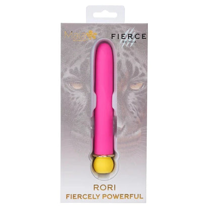 Pink Rori vibrator in silver package with jaguar image