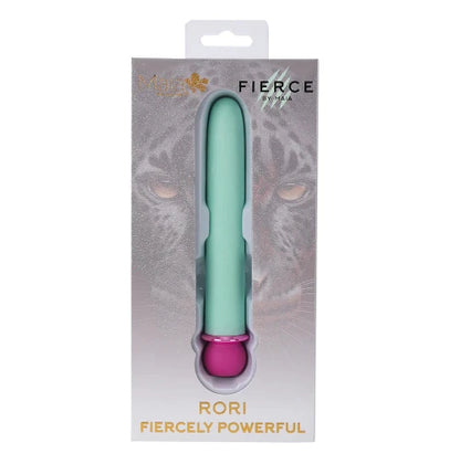 Teal Rori Vibrator in silver package with jaguar image