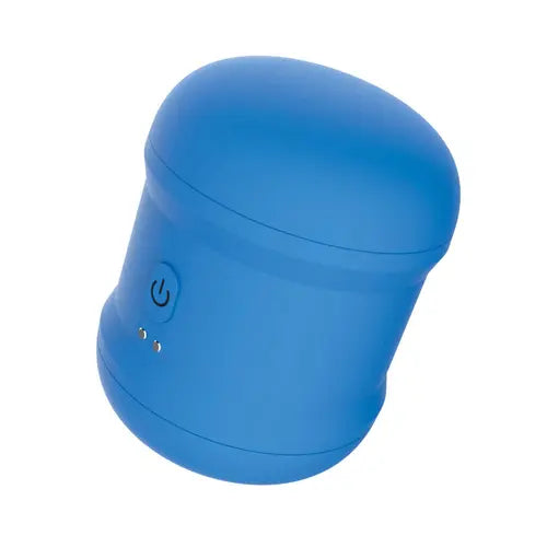 Royale masturbator cylinder toy - blue with hard shell cap on