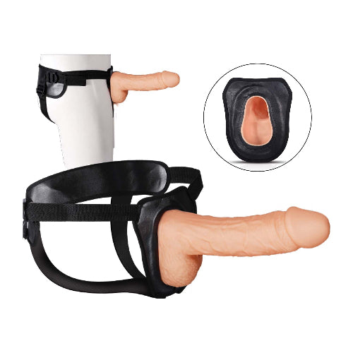 nasstoys hollow strap on showing mannequin wearing toy and hollow area