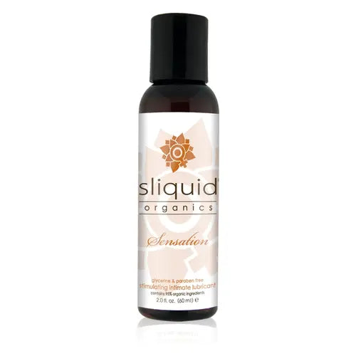 Sliquid Organics - Sensation Stimulating Lubricant 2 oz bottle with beige label and black cap