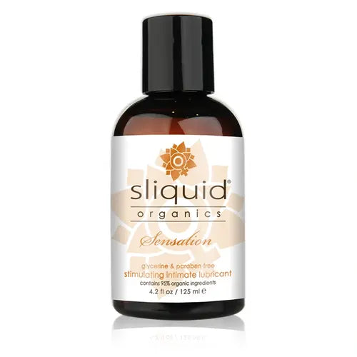 Sliquid Organics - Sensation Stimulating Lubricant 4 oz bottle with beige label and black cap