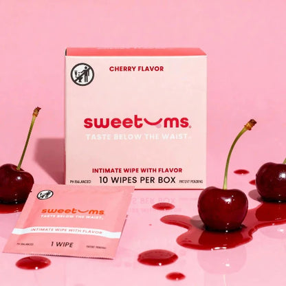 sweets cherry flavored wipes box with cherries