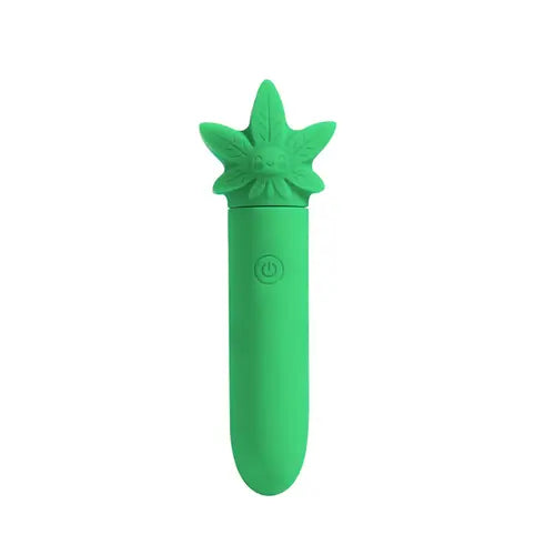 Green stone mini vibrator against white background