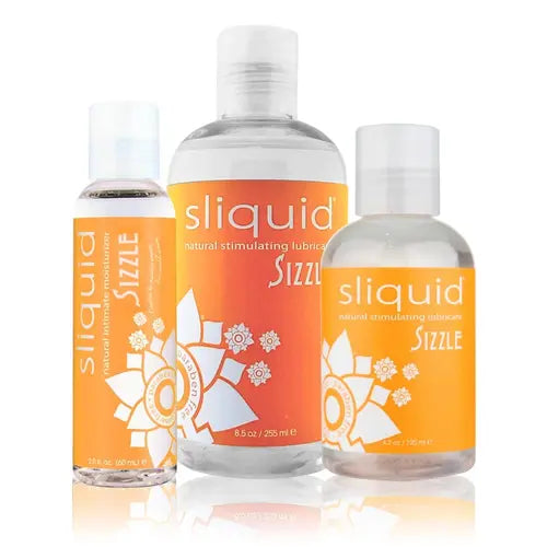 Sizzle Personal Lubricant - Three bottles with orange labels