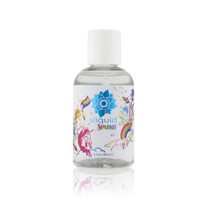 One bottle of sparkle lube against white background