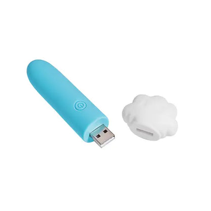 STORMEE mini vibrator - cap removed so you can see USB charging connector