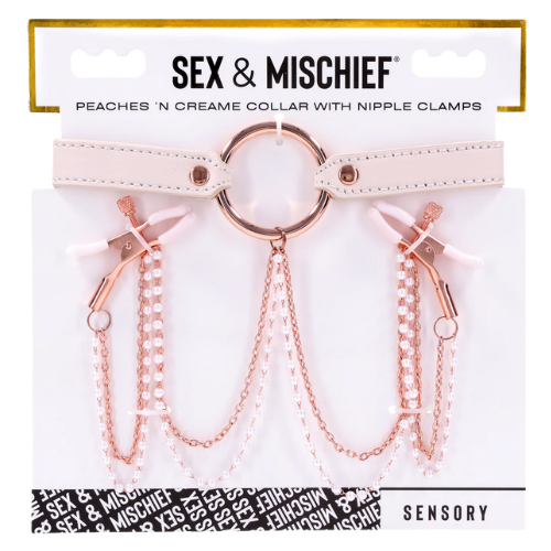 Sportsheets - Peaches ’n CreaMe Collar With Nipple Clamps
