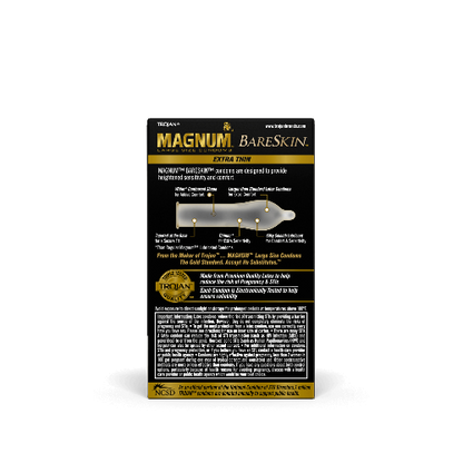 magnum bareskin condoms package back - black with gold lettering