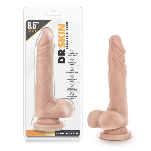 beige dildo next to package