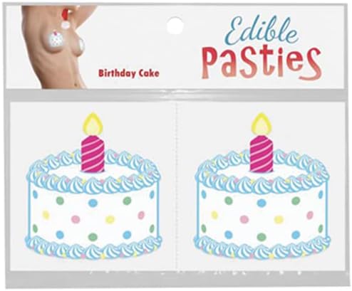 Edible Body Pasties - Birthday Cake - two white and polka dot birthday cakes with pink candle
