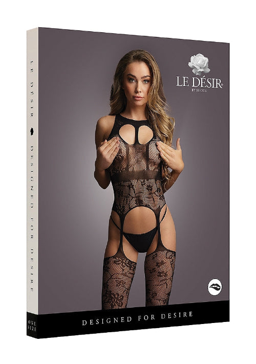 black lace bodystocking packaging - front