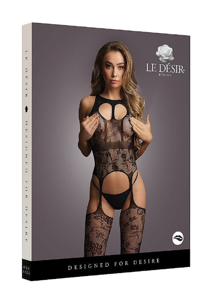 black lace bodystocking packaging - front