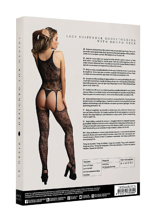 black lace bodystocking back of package