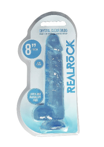 8 inch blue crystal dildo in package