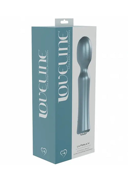 light blue vibrator in blue and white box