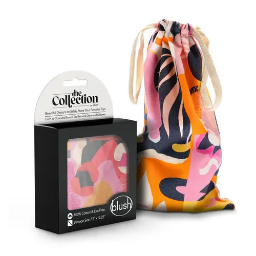 The Collection Cotton Drawstring Sex Toy Bag in Colorful Burst print