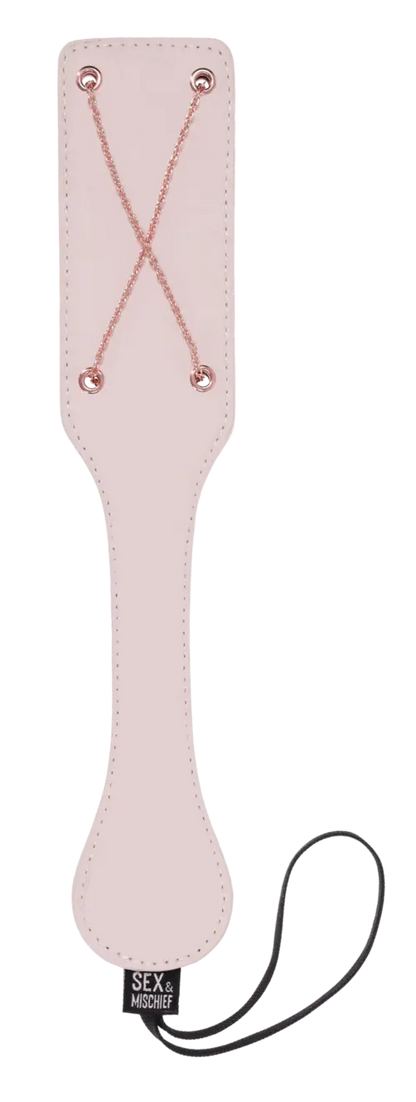 Peaches 'n CreaMe chain paddle - peach color with rose gold criss-crossed chains