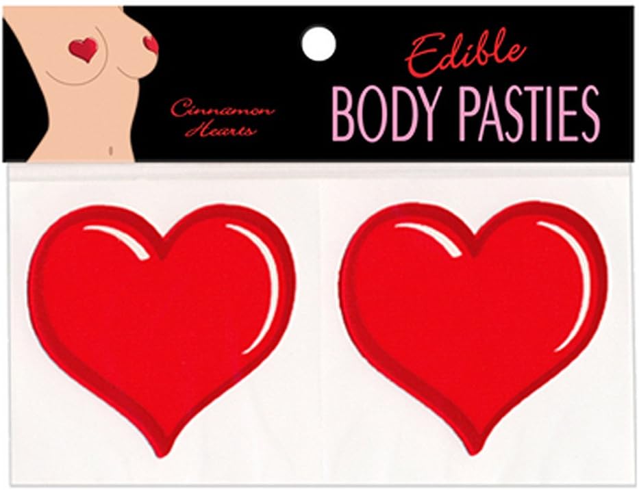 Edible Body Pasties - Cinnamon Hearts - Two red hearts