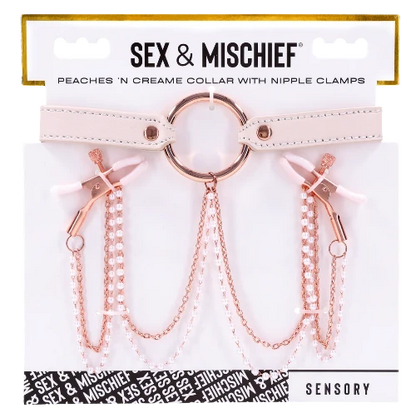 peach collar with rose gold accents on white and black package