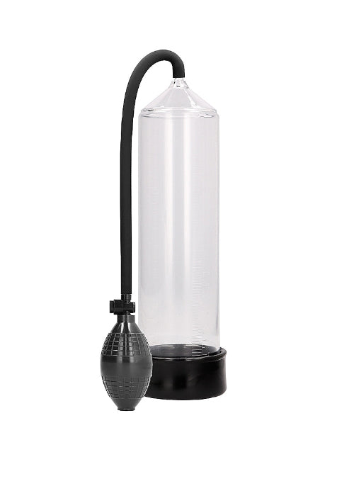 classic penis pump - clear with black squeeze bulb