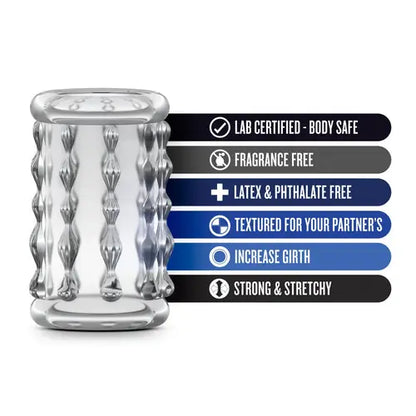 Clear Ridged Cock Sleeve with product details