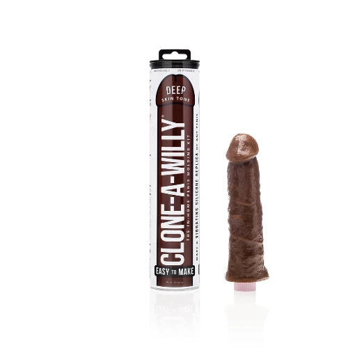 clone a willy deep skin tone package on left, dildo example on right