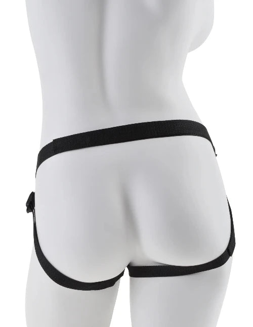 mannequin wearing fetish fantasy gold strap on - back view