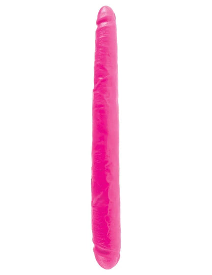 Dillio Double Dong 16 inches - pink dildo in pink against white background