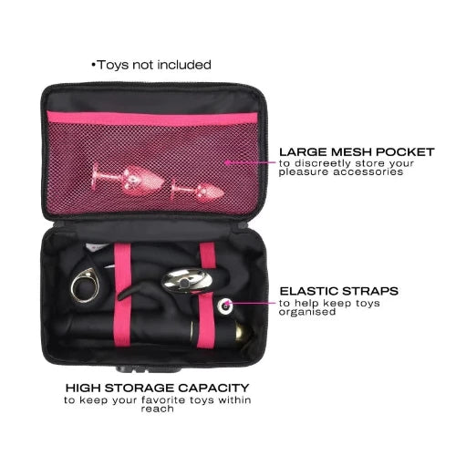 dorcel discreet box black open showing interior with pink accents