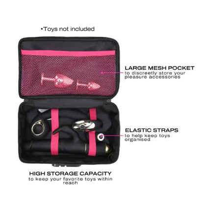dorcel discreet box black open showing interior with pink accents