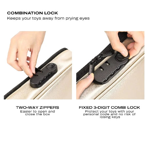 discreet box luxury gold closeup of combination lock