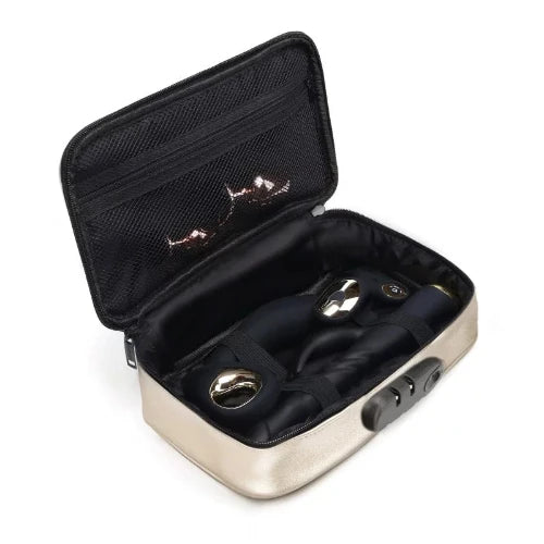 discreet box luxury gold open against white background