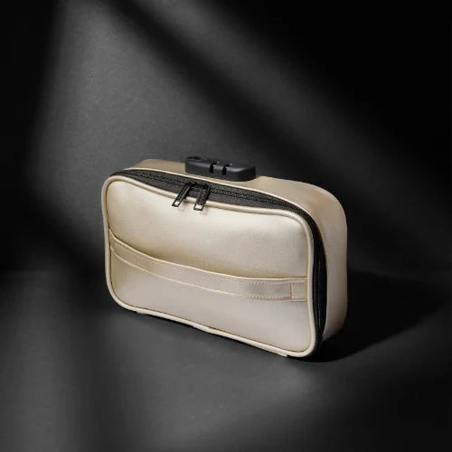 discreet box luxury gold against black background
