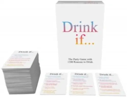 Drink If... Adult Party Game white box with rainbow lettering and stack of cards