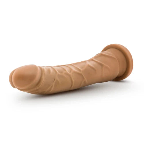 mocha dr skin dildo against white background