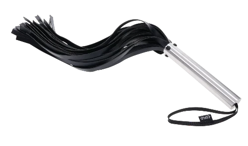 edge flogger with stainless steel handle and black falls