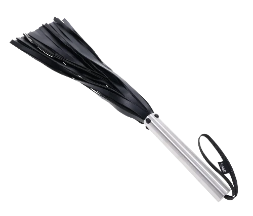 edge flogger with stainless steel handle and black falls