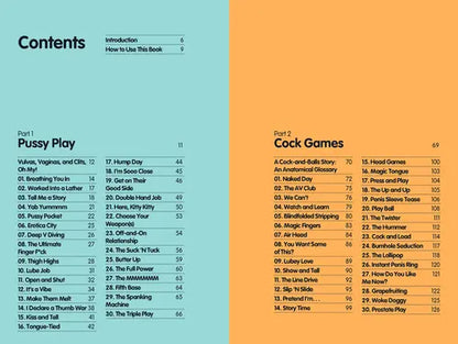 Fantastic foreplay table of contents - divided into pussy play and cock games