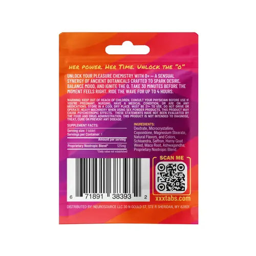 back of red supplement package against white background