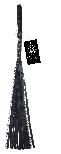 black flogger with long velvet and chain falls