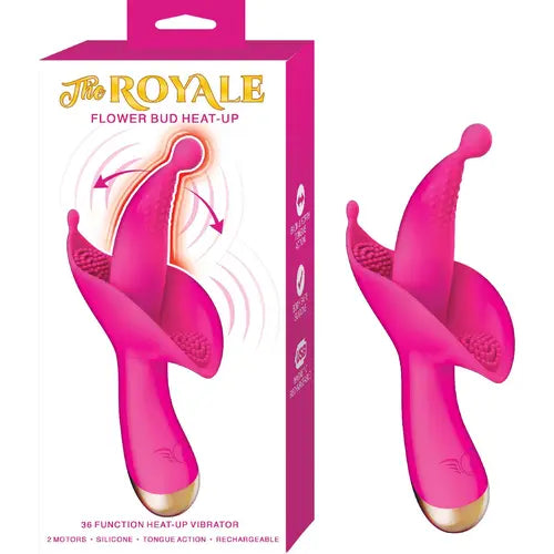 flower-bud-heat-up-vibrator-package-next-to-pink-vibrator