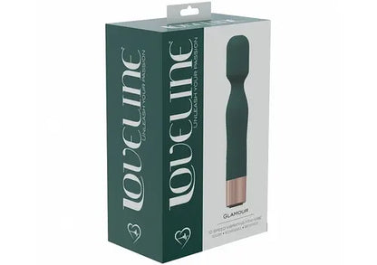 Forest Green Mini Wand Vibrator in green and white package
