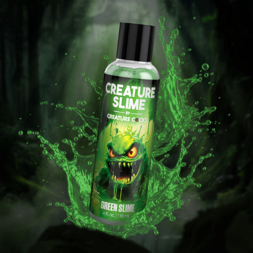 green creature slime against green swampy background