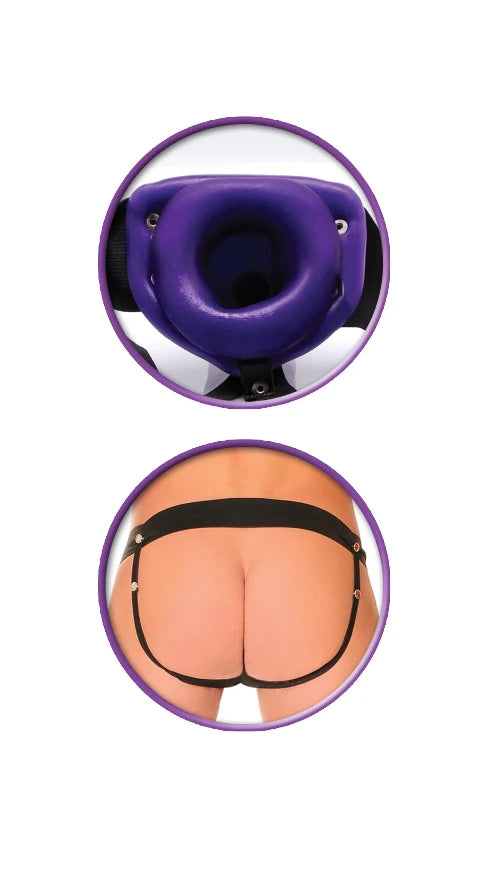 hollow strap on - close up of hole for insertion and back of harness