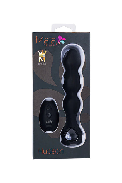HUDSON black beaded butt plug in package