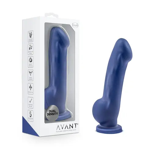 Ergo Indigo Dildo - white box on left, indigo dildo on right